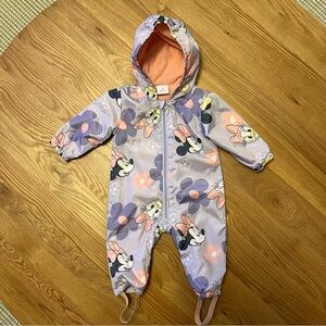 NWOT DISNEY Minnie Mouse Lavender/Pink One Piece Rain Suit, 12-18 Months